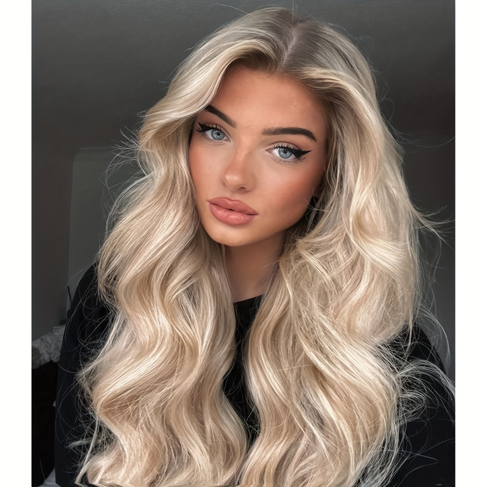 

22" Light Blonde To Brown Ombre Long Body Wave Synthetic Lace Front Wig - , , Breathable, , Wig Styling|elegant Hairstyle|realistic Lace Front, Lace Wig