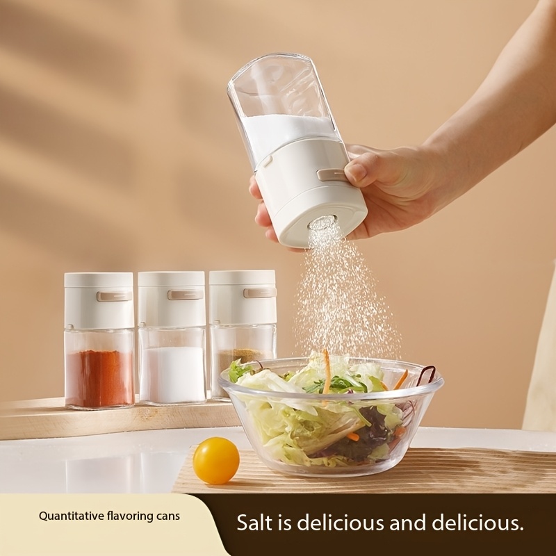 household quantitative salt bottle double mouth   control salt spray seasoning jar kitchen press type glass seasoning bottle salt jar Product details 8