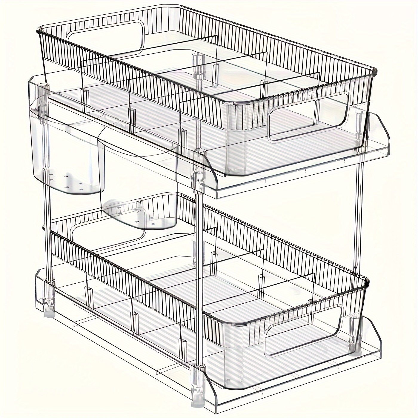 

2-tier Bathroom Organizer With Removable Dividers - Kitchen Under Sink Organizer Space-saving And Storage Solution