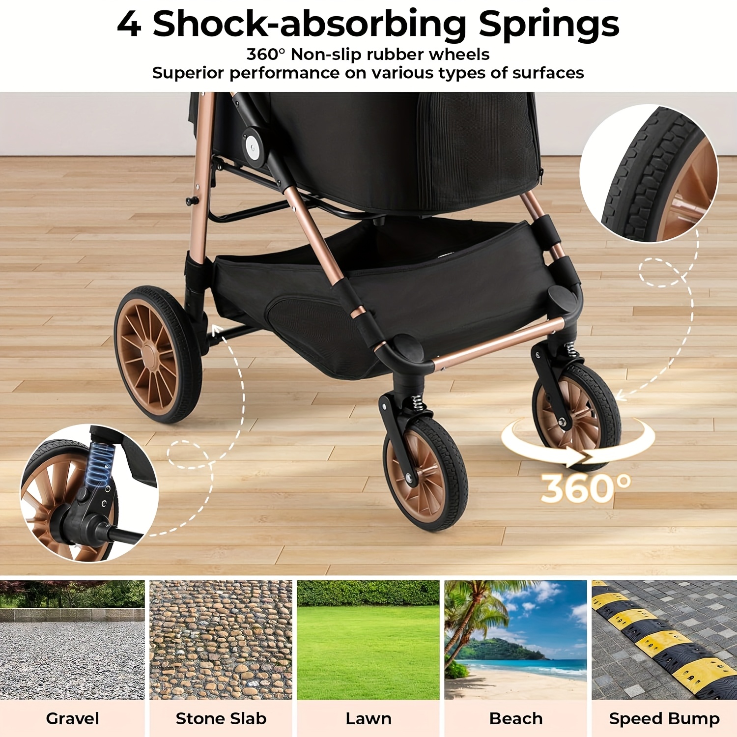 4 in 1 dog stroller cat stroller 360 rubber wheels vibration - Temu Denmark