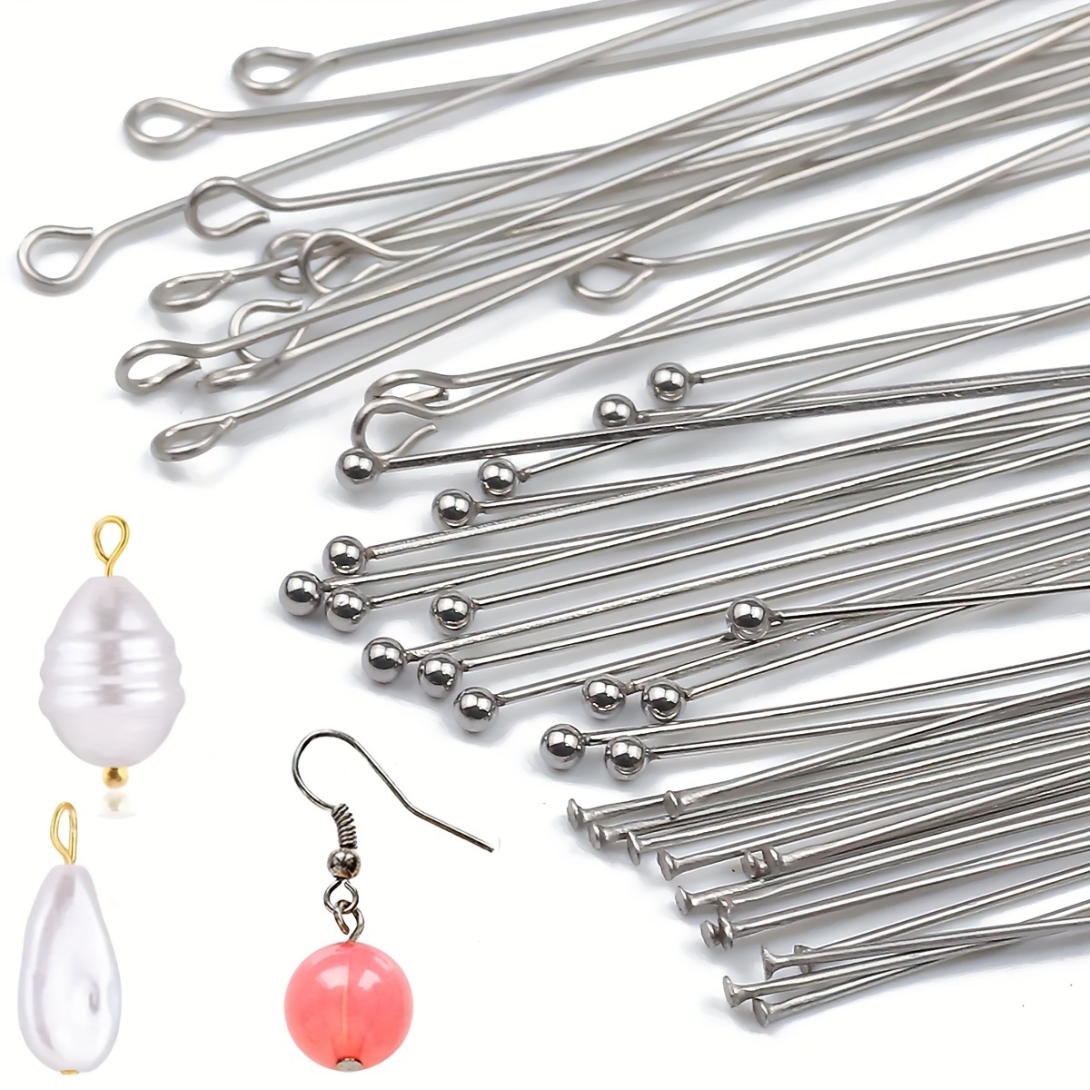 

100pcs Stainless Steel Crafting Pins - 20-50mm & Trimmable Head Pins For Making, Bracelets, Necklaces, Earrings - & Non-tarnish Jewelry Findings, Jewelry Making Supplies