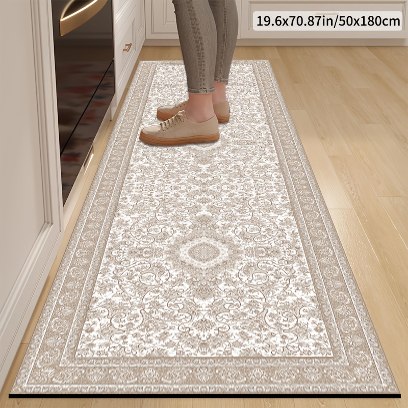 TEMU 1 Velvet Long Strip, Kitchen Rug/mat, Rectangular With A , Cushioned, Absorbent, Quick-drying, Non-slip Soft Rubber Mat, Suitable For Kitchen,