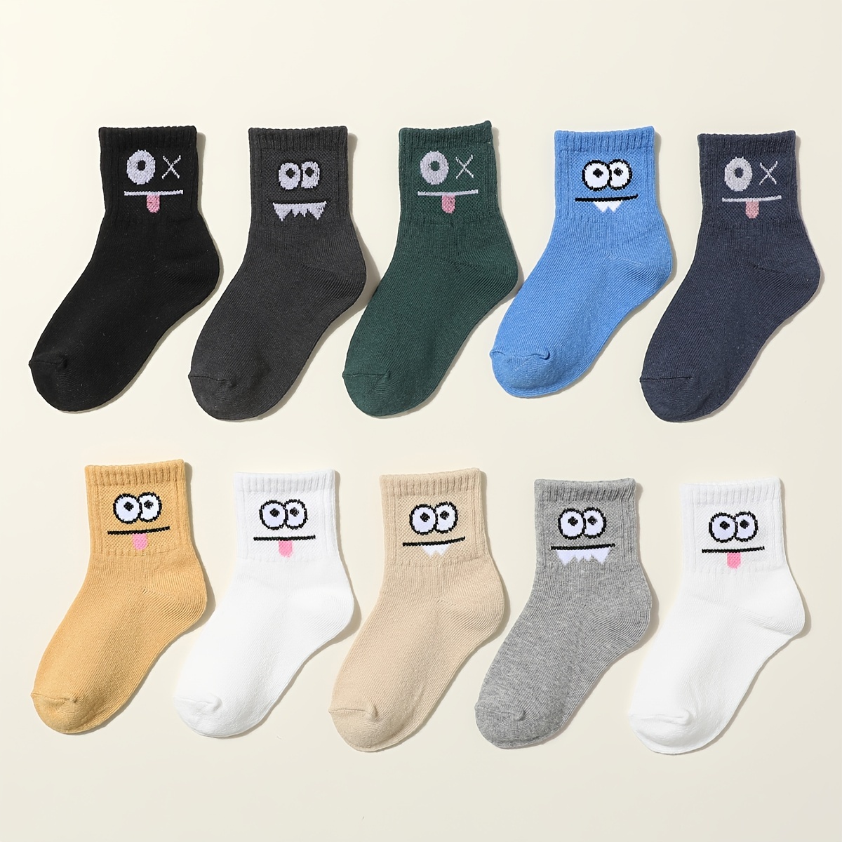10 Pairs/5 Pairs 's And 's Socks Cartoon Short Socks Mid-calf Socks