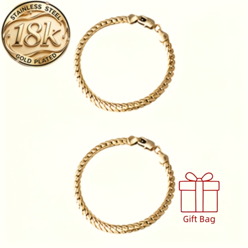 TEMU 2 Golden Braided Bohemian Bracelettes For An Elegant Braided Style, For Casual Attire, For Parties, For Holiday Gifts, All Year Round, With A Of