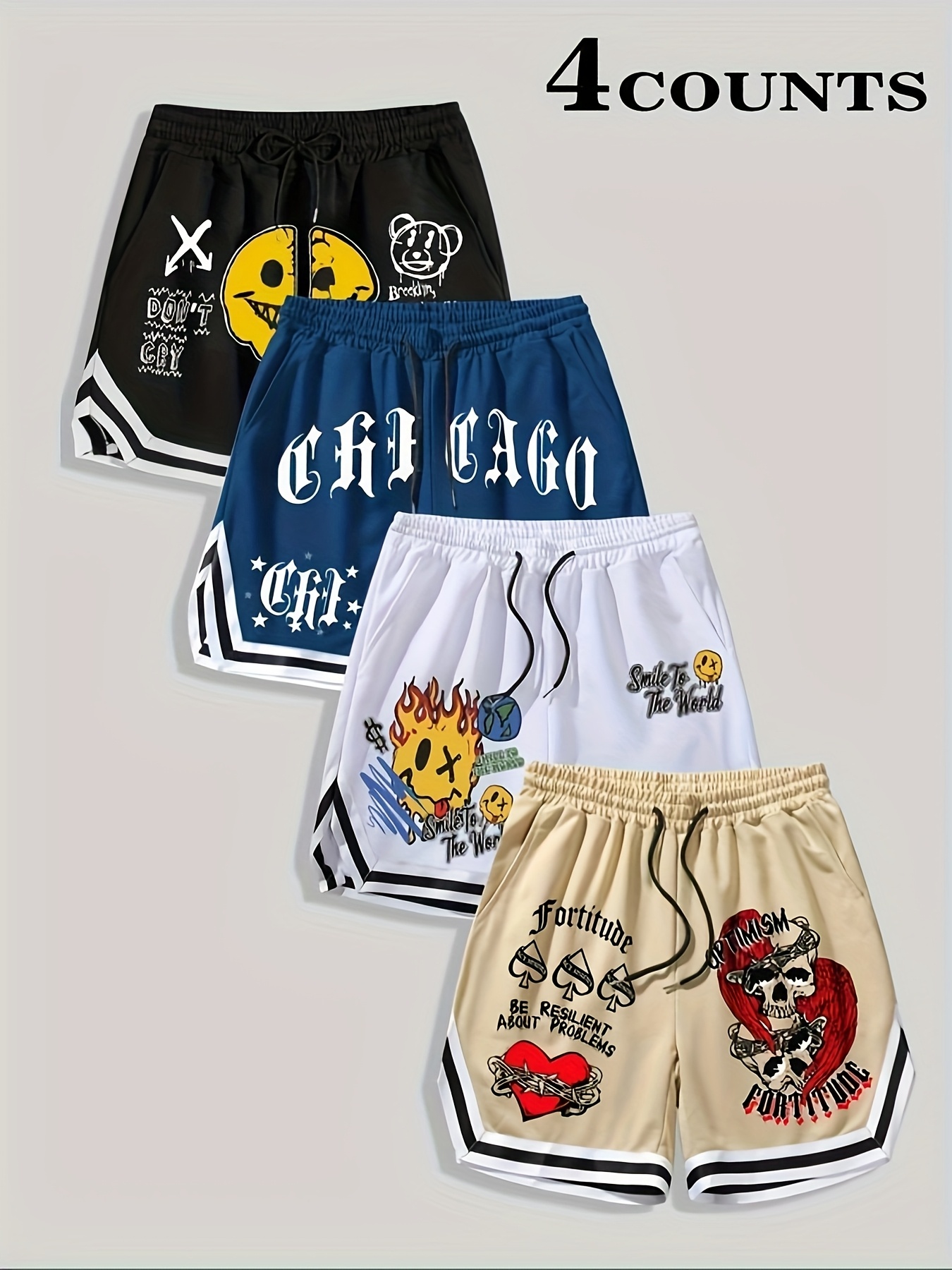 Men'S Classic Trendy Letter Print Sports Shorts, Suitable for Basketball and Outdoor Leisure Wear, Fashionable Four-Piece Set from New Summer Collection