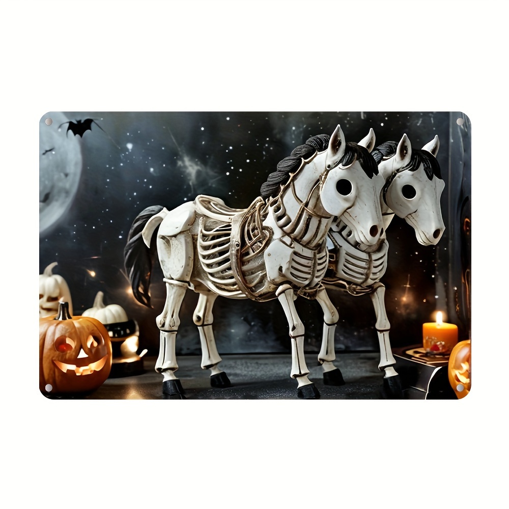 

Aluminum Skeleton Horses Sign, Weather-resistant Outdoor Indoor Wall Holidays, Pre-drilled For Easy Hanging, 20cm X 30cm, No Electricity Needed