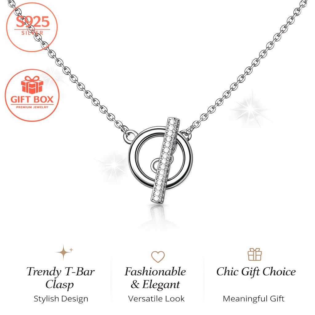 Image of 925 Sterling 925 Silver Necklace, 5a Cz Minimalist , Clean Geometric Lines, Trendy And Fashionable, Hypoallergenic, , Perfect Gift , Affordable Luxury, Gift Box Included