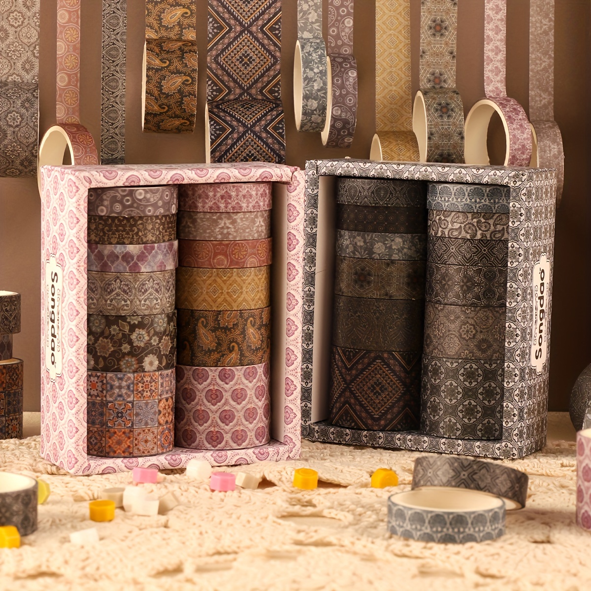 

Washi Set - 12 Rolls, Decorative & Journaling , Non-waterproof, Assorted (0.39-1.18in), For Scrapbooking & Wrapping