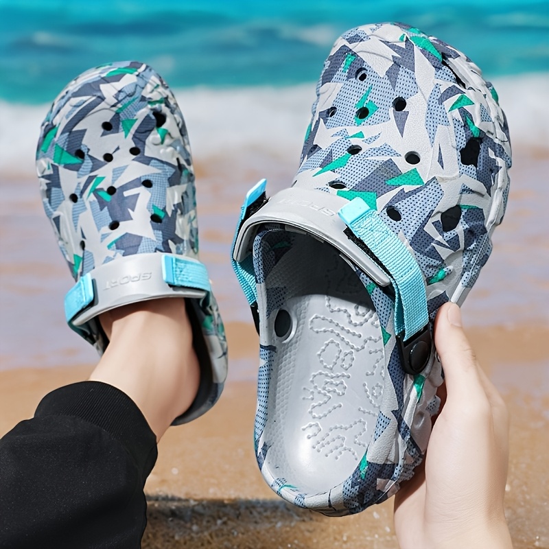 mens fashionable street   block clogs breathable non slip eva sandals with adjustable strap for casual outdoor activities spring summer fall