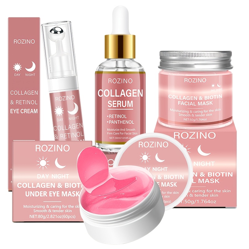Immediately Lift And Firm Up. 4pcs 5IN1 Collagen Cream Eye Cream Mask Serum Set, Skin Care, Firming And Balancing Skin Tone, Smoothing Skin, Boost Radiance, The Look Or The Signs of Aging - Image 7