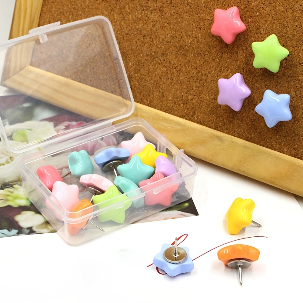 

20pcs Star-shaped Abs Push Pins - Thumb For Cork Board, Photo Wall, Bulletin Board - Office, School, Home Decor, Organization, Diy Projects