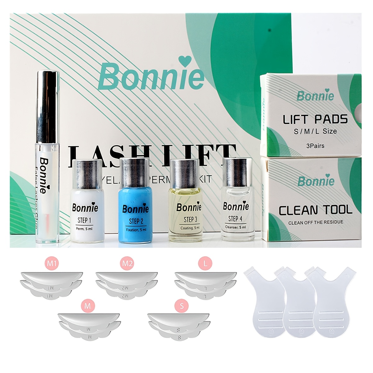 Eyelash Glue Kit, Lash Lift Pads/eyelash Curler Tool. Lash Curling Styling Tools, Fit Different Eye Shapes. Reusable Tools. Beautiful Eyelash Styling.