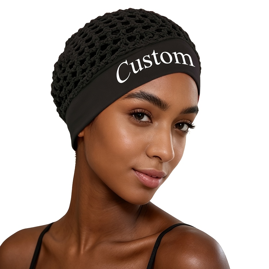 TEMU 1pc Customized Hand-crocheted Stretch Wide-brim Hair Net - Elegant Sleeping & Everyday Hair Cover With Elastic Band, Hair Net Sleeping Hair Care