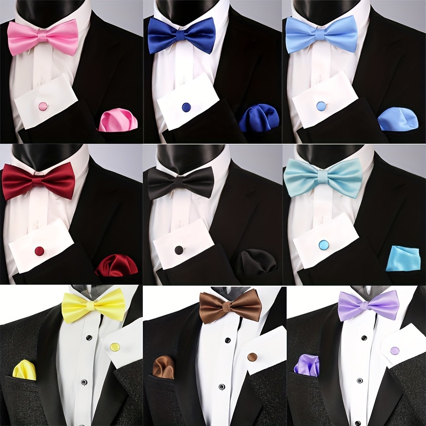 Men's Adjustable Pre-Tied Bow Tie - Satin Solid Color For Wedding, Party, Formal Events