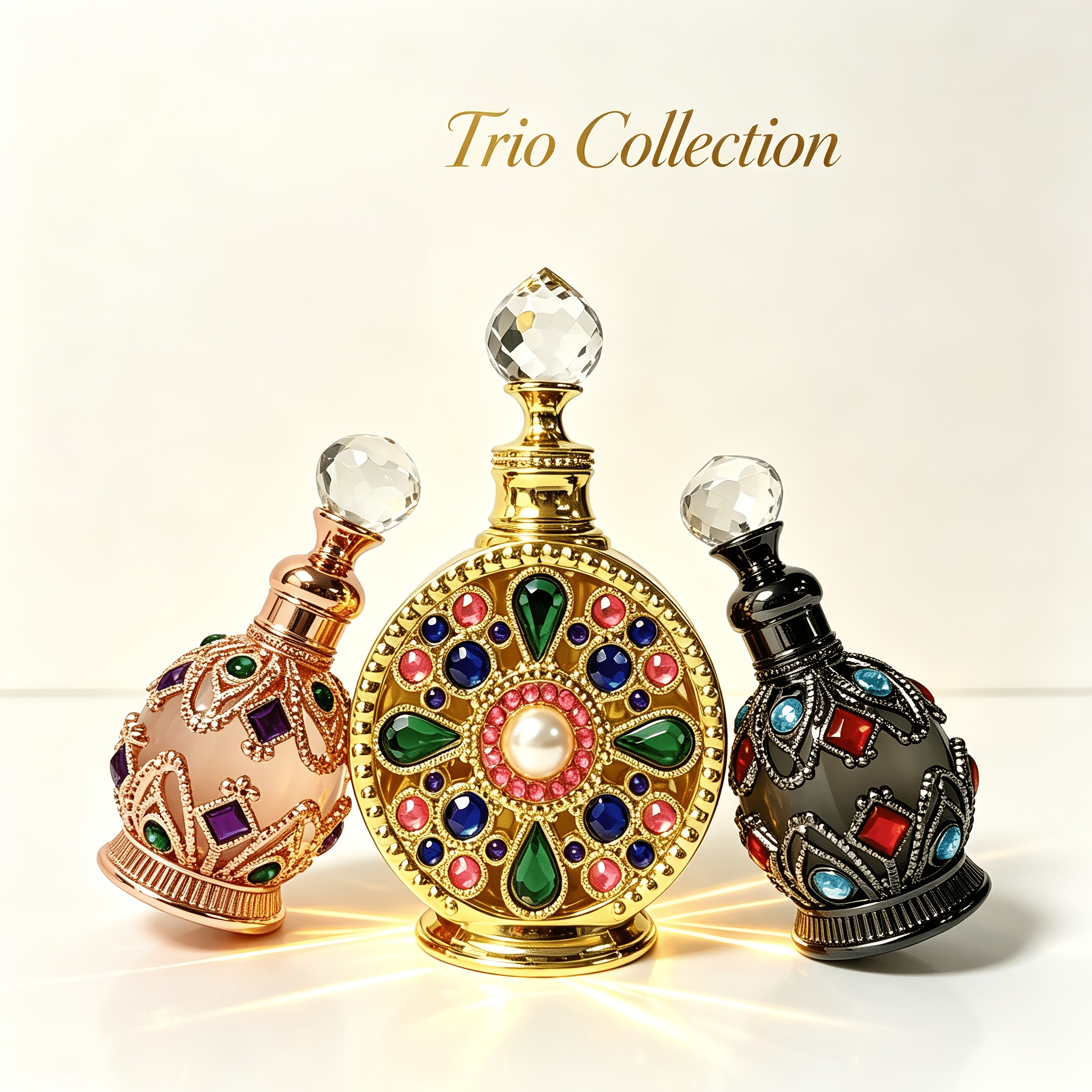 Image of 3pcs Arabic Series Rich Essential Oil Set And Perfume Long-lasting Scent Unisex, Ideal Gift For Mother's Day And Valentine's Day (15ml+15ml+12ml)