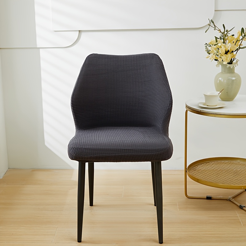 1pc Thickened Style Solid Color Fan-shaped Dining Chair Cover (with Fixed Tape)