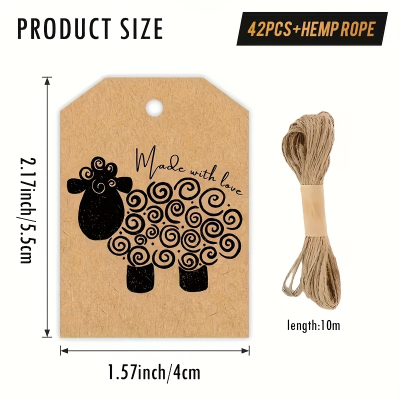 TEMU This Set Of 42 Paper Labels Showcases A Charming Design, Ideal For Wrapping Handmade Items, Gifts With Theme, Tags For Knitted Products, And