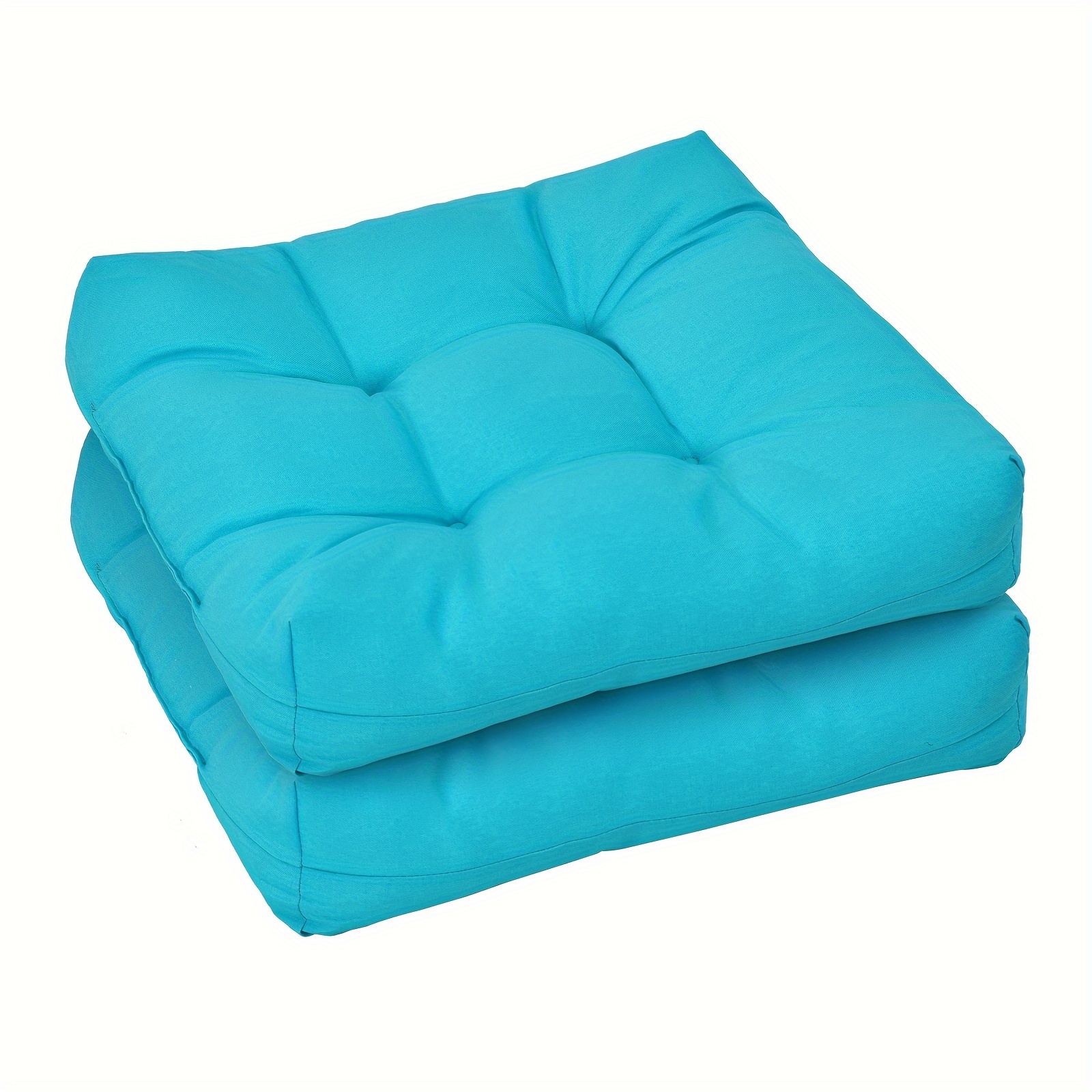 

2pcs 21" X 21" Square Patio Chair Seat Cushions, Indoor/outdoor Turquoise Polyester Pads For Lounge Garden Furniture