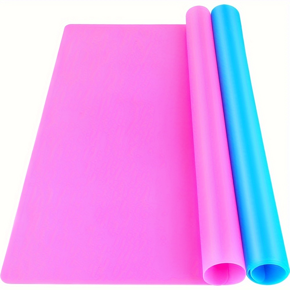 

Silicone Craft Mat, 15.7x11.8 Inches, Oversized Nonstick Table Protector For Jewelry Casting Molds, Resin, Paint, Clay, Heat-resistant, Waterproof, Reusable Baking Mat - Blue & Rose Red