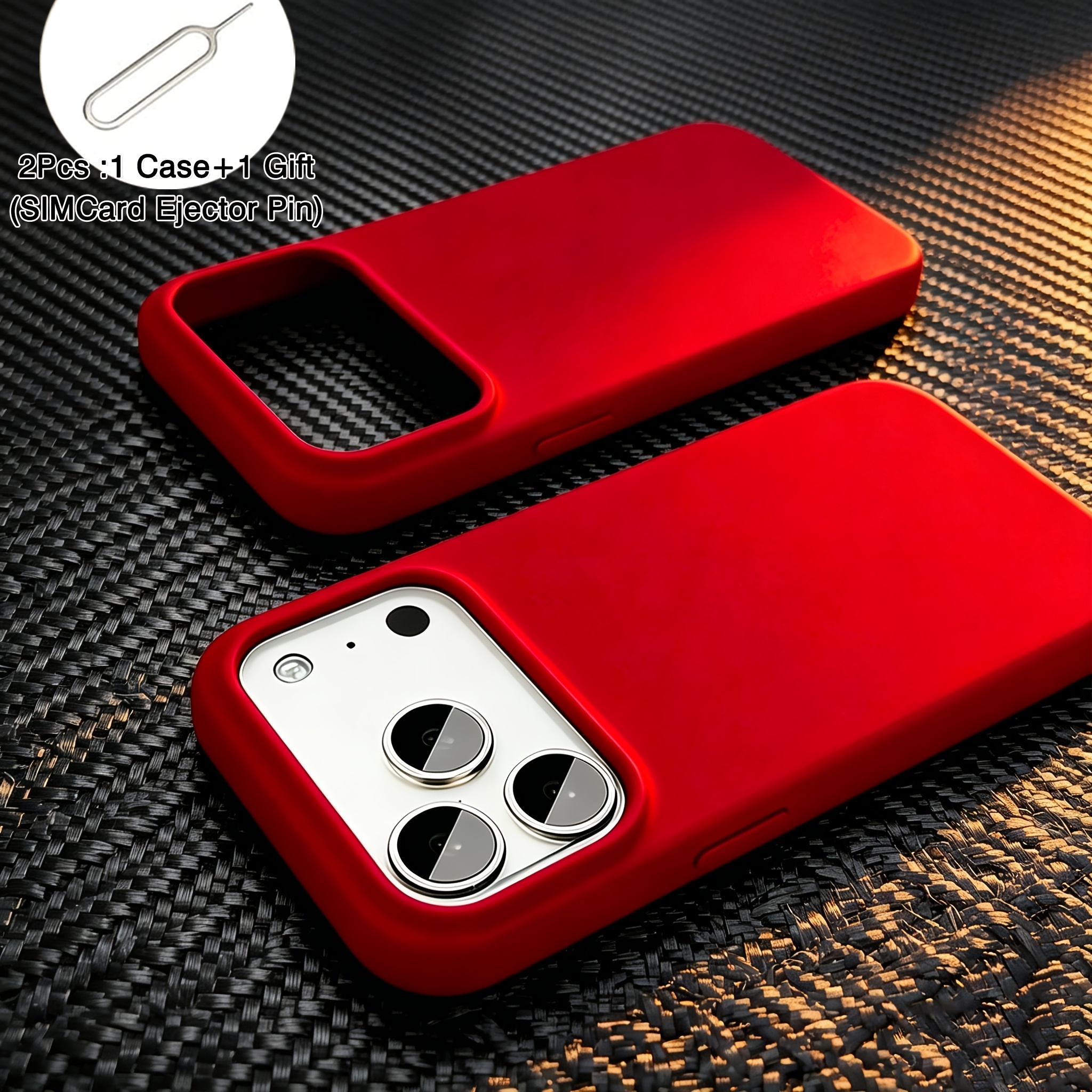 TEMU Coque de téléphone - Coque 2-en-1 à grand trou et ensemble d'extraction de SIM, coque anti-chute douce et prenant en charge le chargement fil,