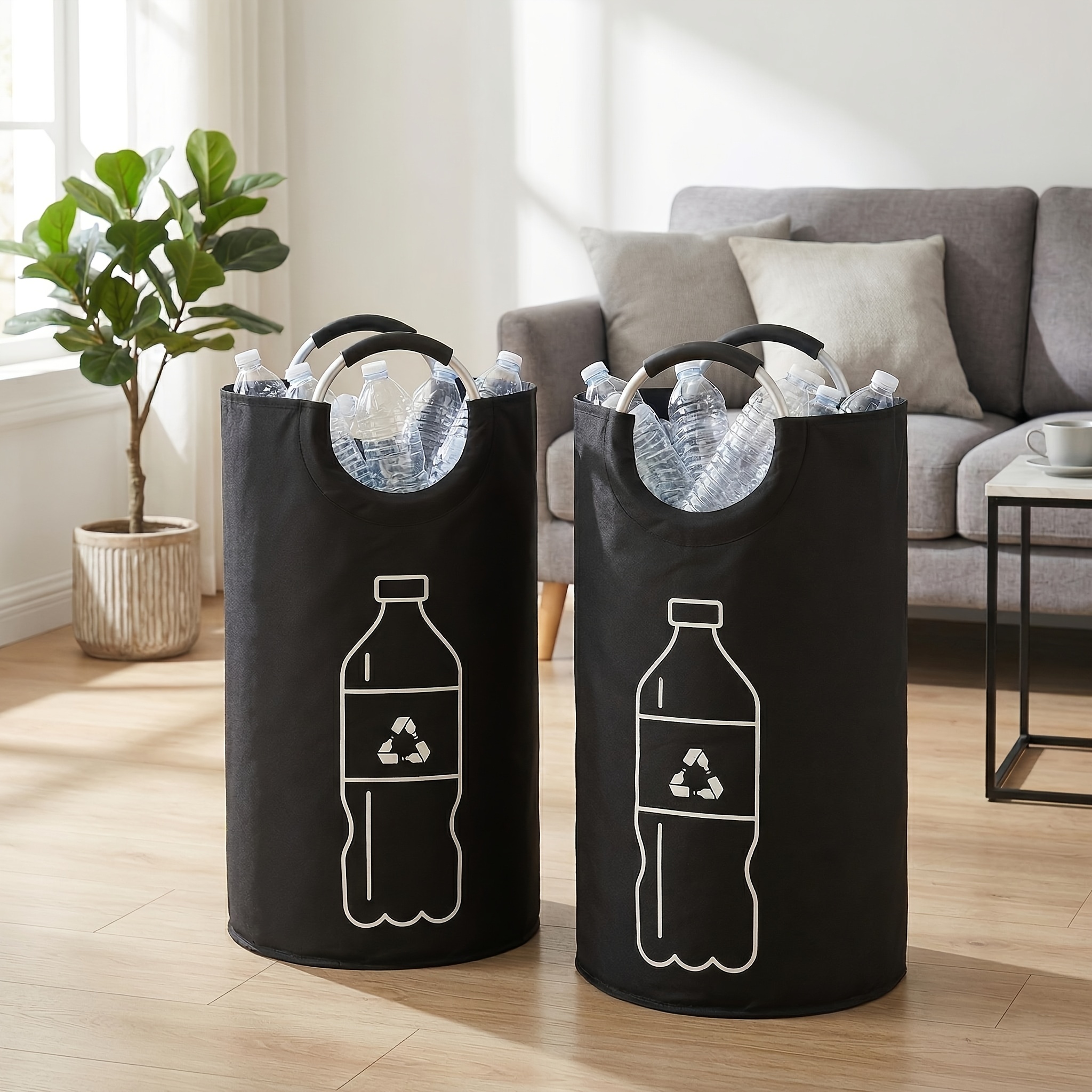 E-shop 2er-Pack recycelbare Flaschen-Aufbewahrungstaschen – Faltbare Haushalts-Recyclingtaschen, geeignet für Flaschen Dosen, platzsparende Organizer-,