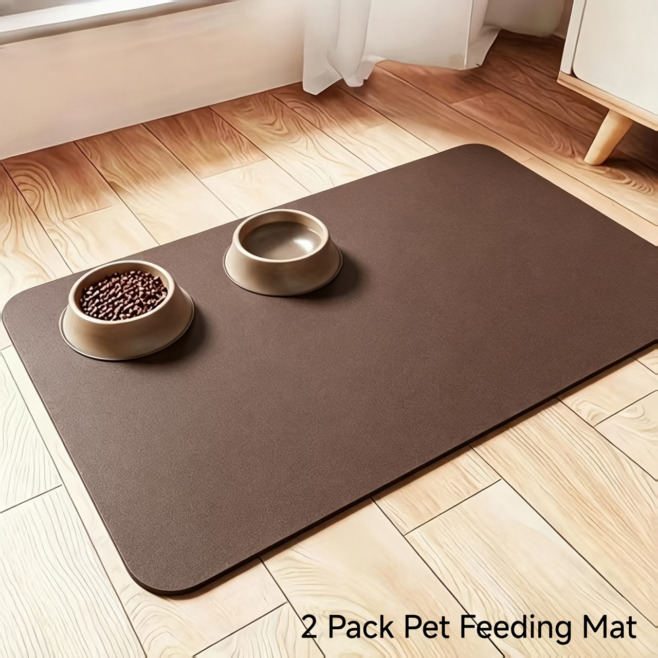 TEMU 2pcs Easy Solid Color Pet Placemats, Absorbent Anti-spill Rubber Bottom Pet Feeding Mats, Anti-spill Mats For Cats And Dogs Eating And Drinking.