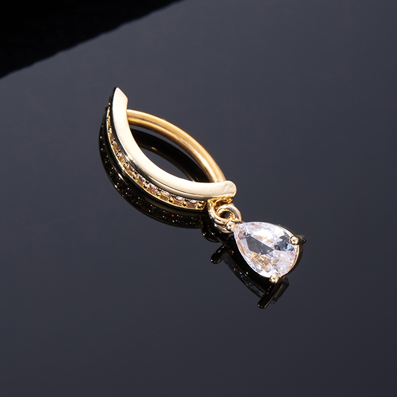TEMU 1pc Bague de nombril pendante en cuivre et synthétique de , bijoux de piercing hypoallergéniques pour femmes, accessoires pour festivals de