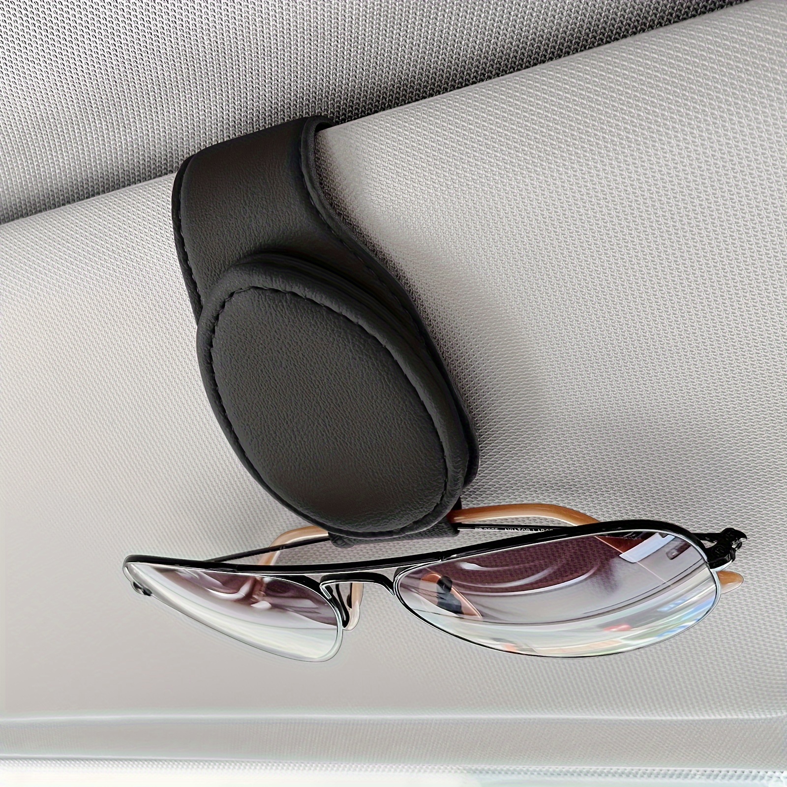 car visor sunglass holder magnetic pu leather glasses hook clip multifunctional eyeglass bracket clip for women men car interior visor accessories details 7