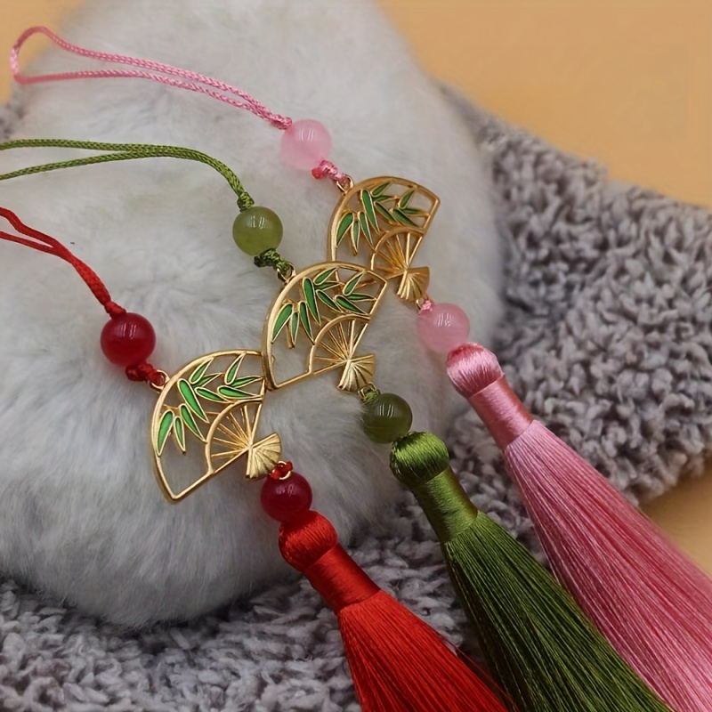 

Handcrafted Chinese-inspired Hollow Tassel Charm - Polyester, Diy Accessory For Traditional Costumes