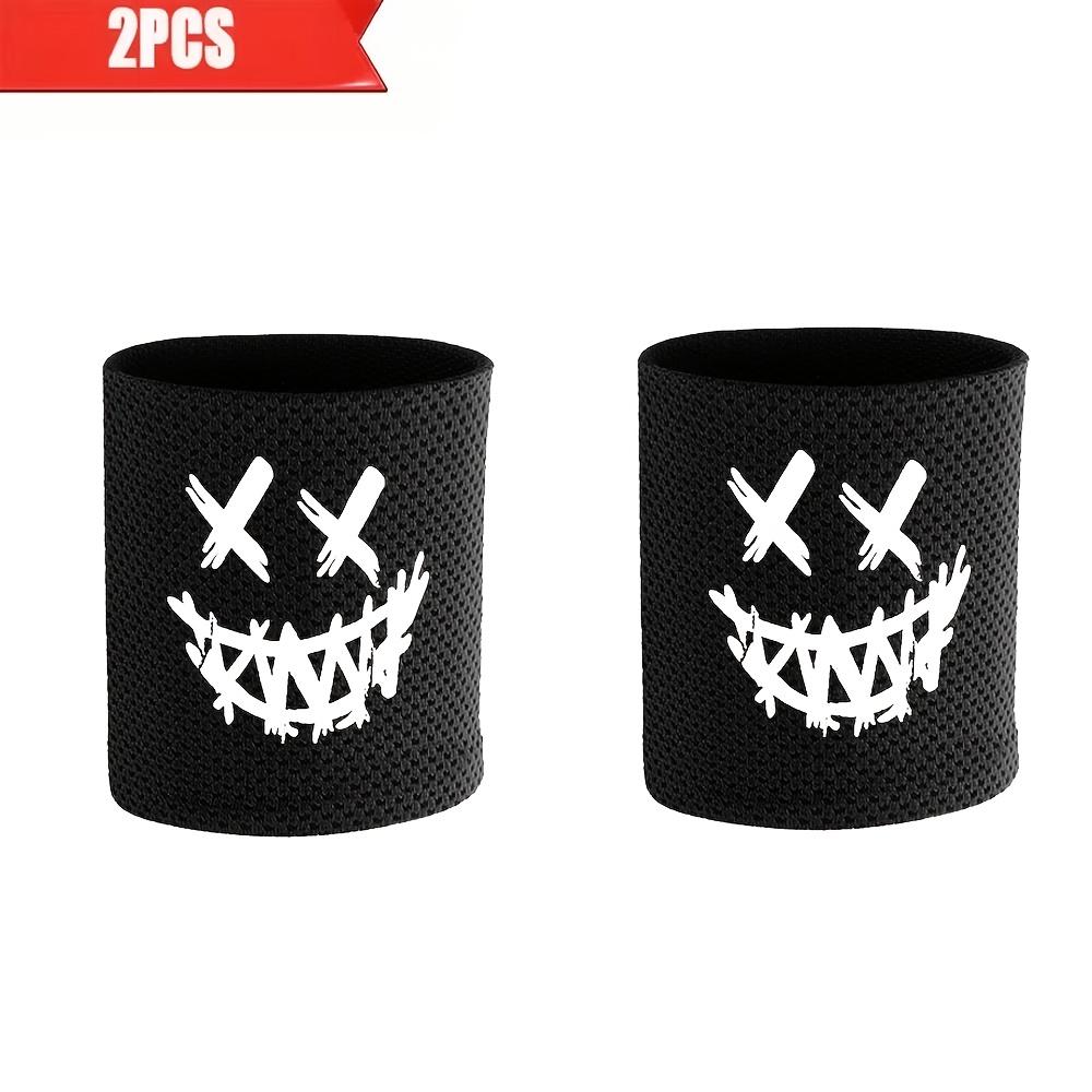 TEMU [wristbands] 2pcs Outdoor Sports Wristbands, Unisex Armbands, Creative Printed Wristbands, Suitable For Tennis, Running, And Fitness