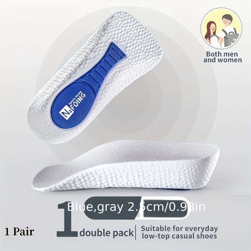 TEMU 1 Paire de Semelles Rehausseuses pour Hommes Femmes Chaussures Support Plat Semelles Sneakers Talon Rehausseur Demi-Chaussures Coussinets