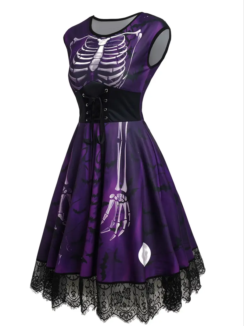 purple skull dress Purple Floral Skull Dress 8/9