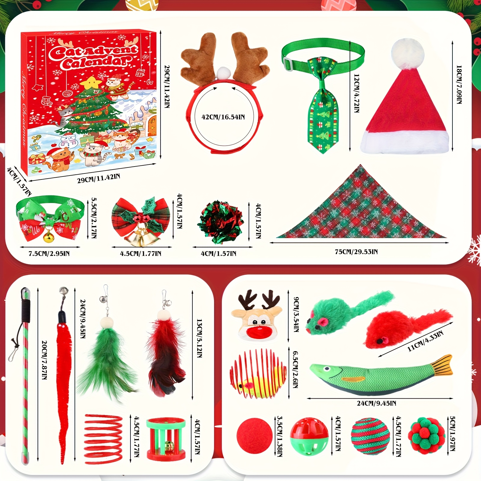 TEMU Cat Advent Calendar 2026-24 Days Countdown Calendar For Pets With Interactive Toys & Costume Accessories, Xmas Ideal