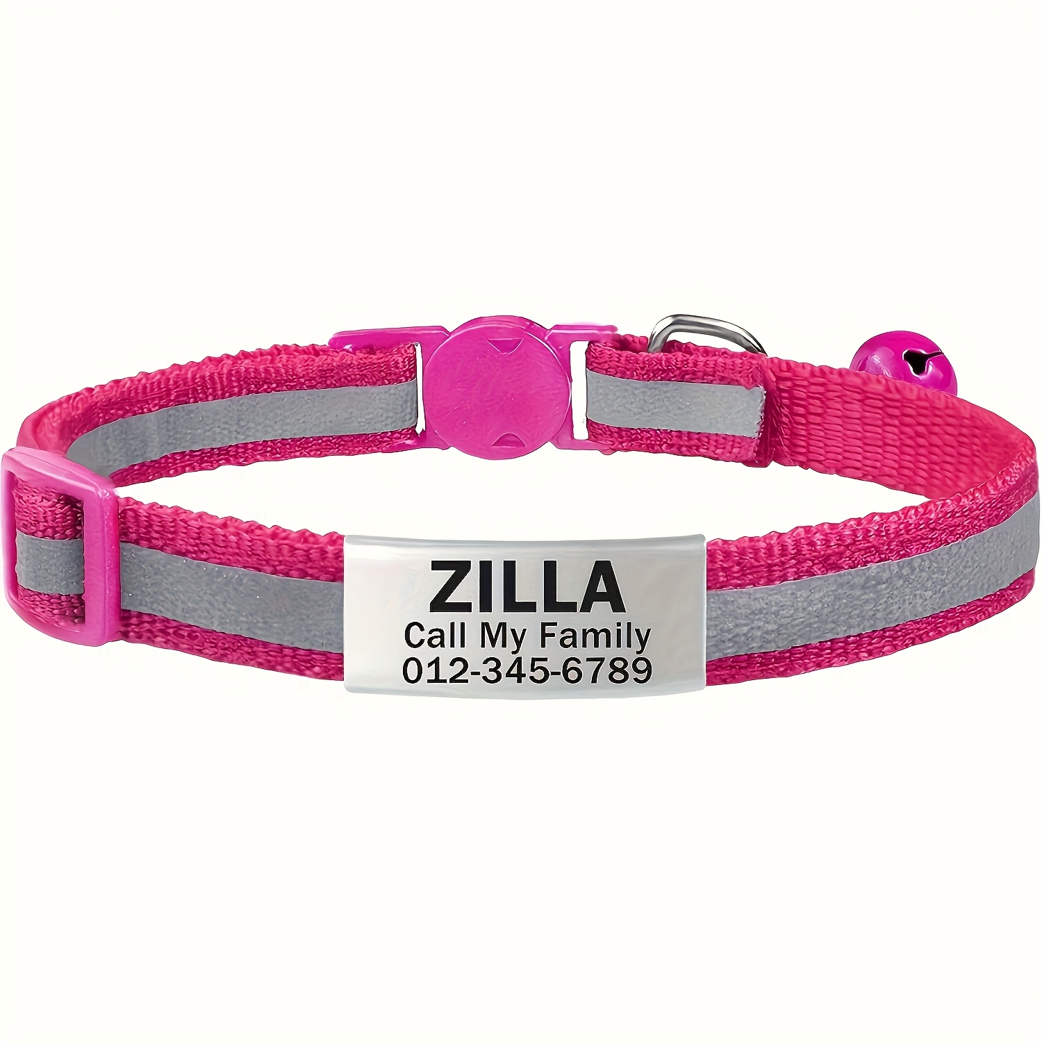 TEMU Customized Cat Collar, Personalized Reflective Cat Collar With Name Tag And Bell, Customized Detachable And Adjustable Cat Collar With Safety ,