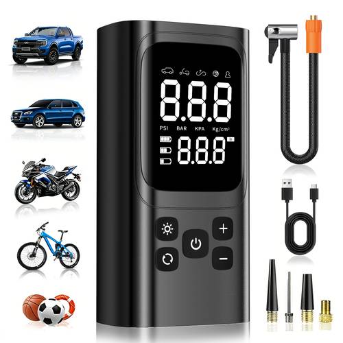 150psi portable air compressor with tire pressure gauge led display 3x faster tire inflator rechargeable battery