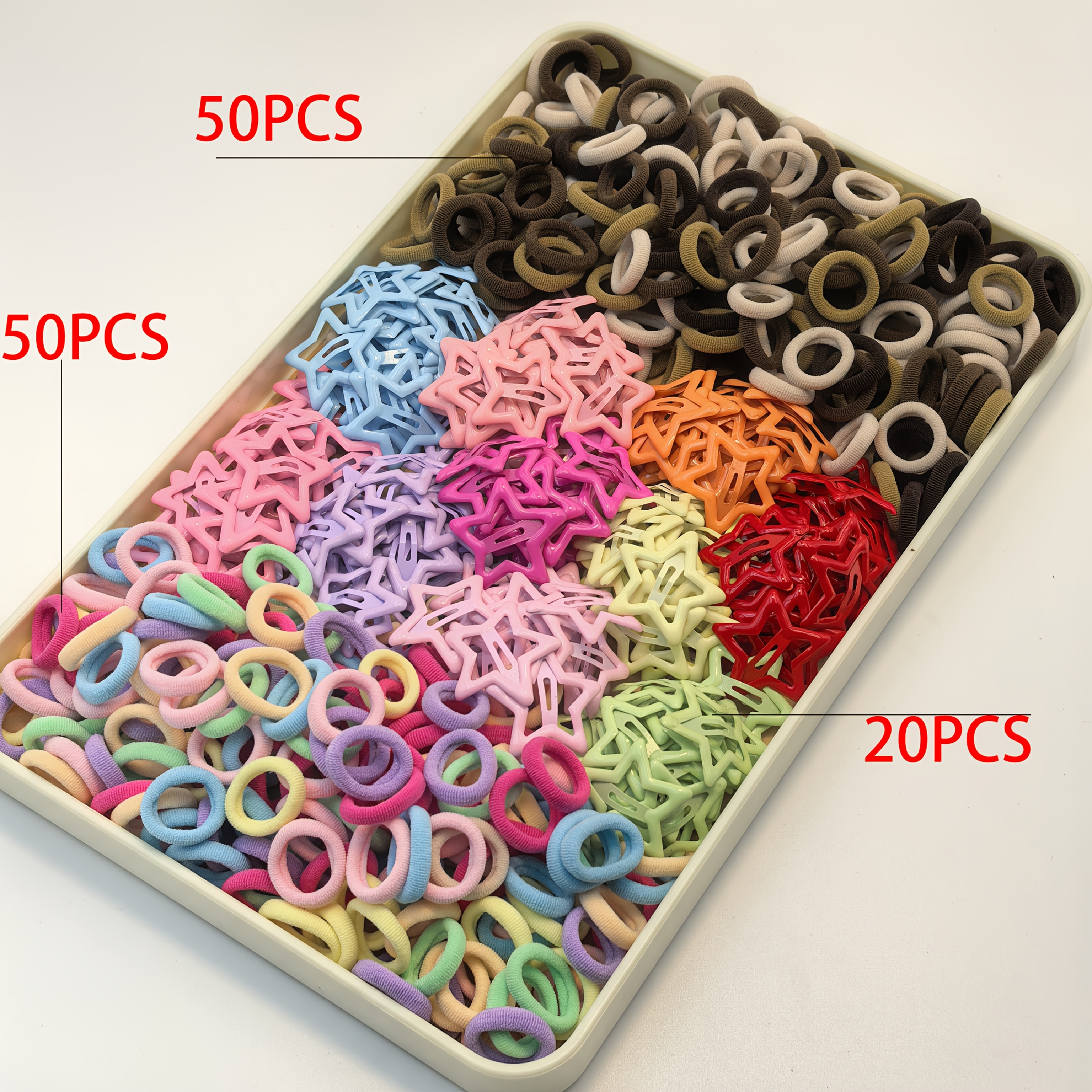 TEMU 120pcs Bohemian Star Hair Clips And Colorful Hair Ties Set, Simple Colorful Fabric Hair Ties, Women's Fashion Hair Accessories, Daily Casual