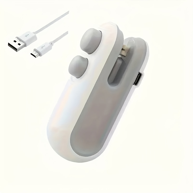 USB Rechargeable Compact Vacuum Bags Double Sided with Plastic Cutting Blade ABS Manual Power 16W 155mAh Lithium Battery Food Storage Resealing Poly Bags 6