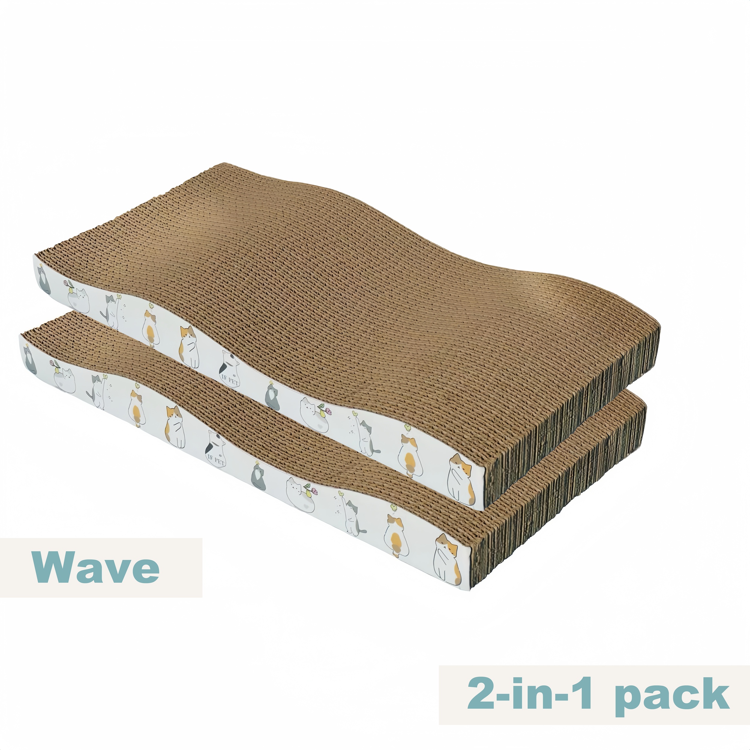 TEMU Extra-large Corrugated Cardboard Cat Scratcher Pad - Durable Scratch Board For Indoor Cats, Reversible Design With Wave Pattern, Non-slip Base,
