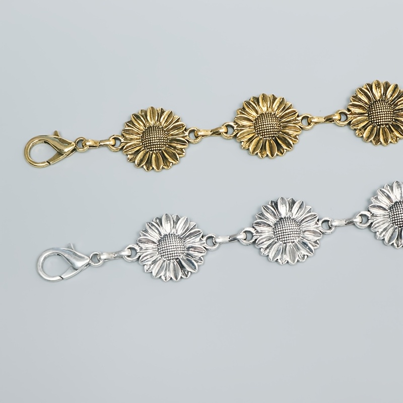 Women's Daisy Metal Waist Belt Chain, Adjustable Retro Flower Design