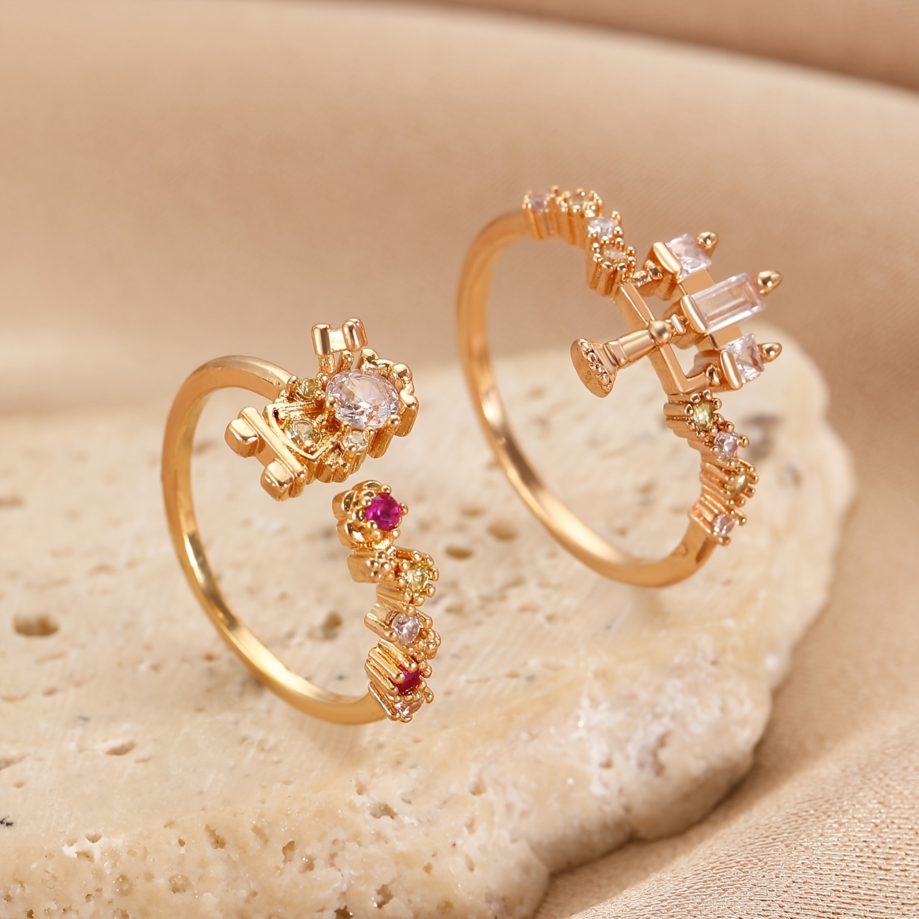 Luxurious French-Style Fairytale Ring with Synthetic Zirconia