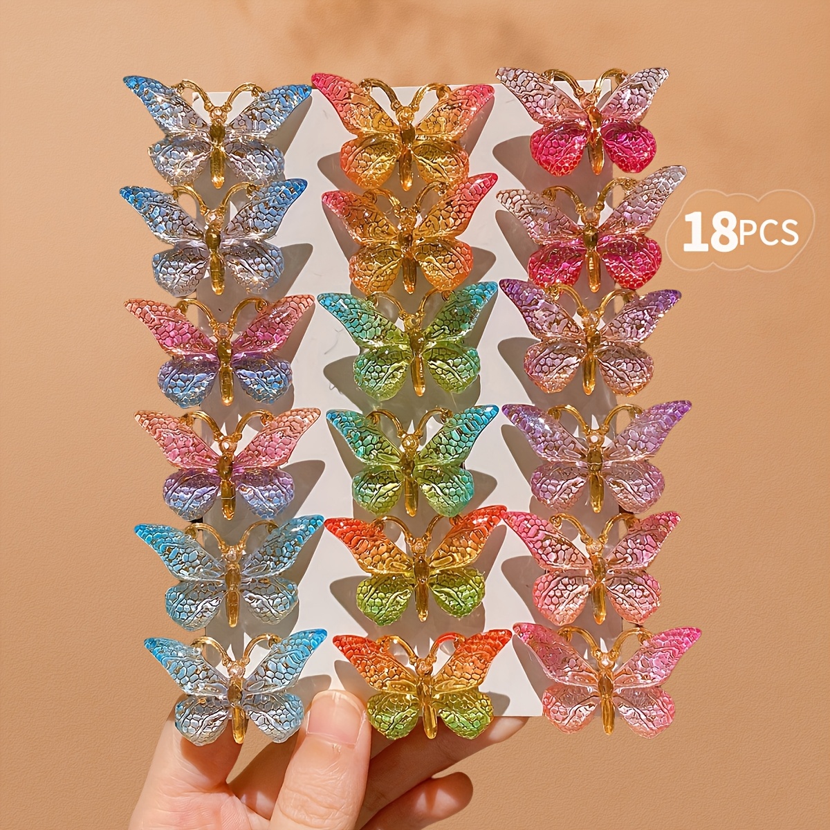 18pcs Fashion Hair Accessories Color Gradient Hair Clips