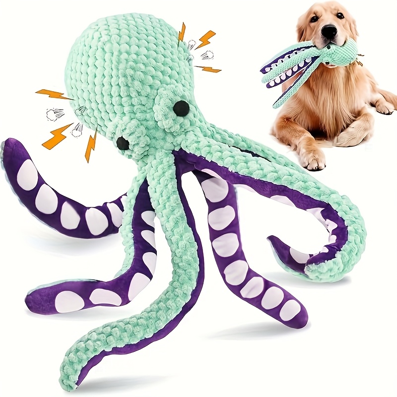 TEMU 1pc Durable Bite-resistant Pet Companion Interactive Plush Octopus Dog Toy, Teething & Chewing Toy, Suitable For Medium-sized Dogs, Large Dogs, , Anti Dismantling