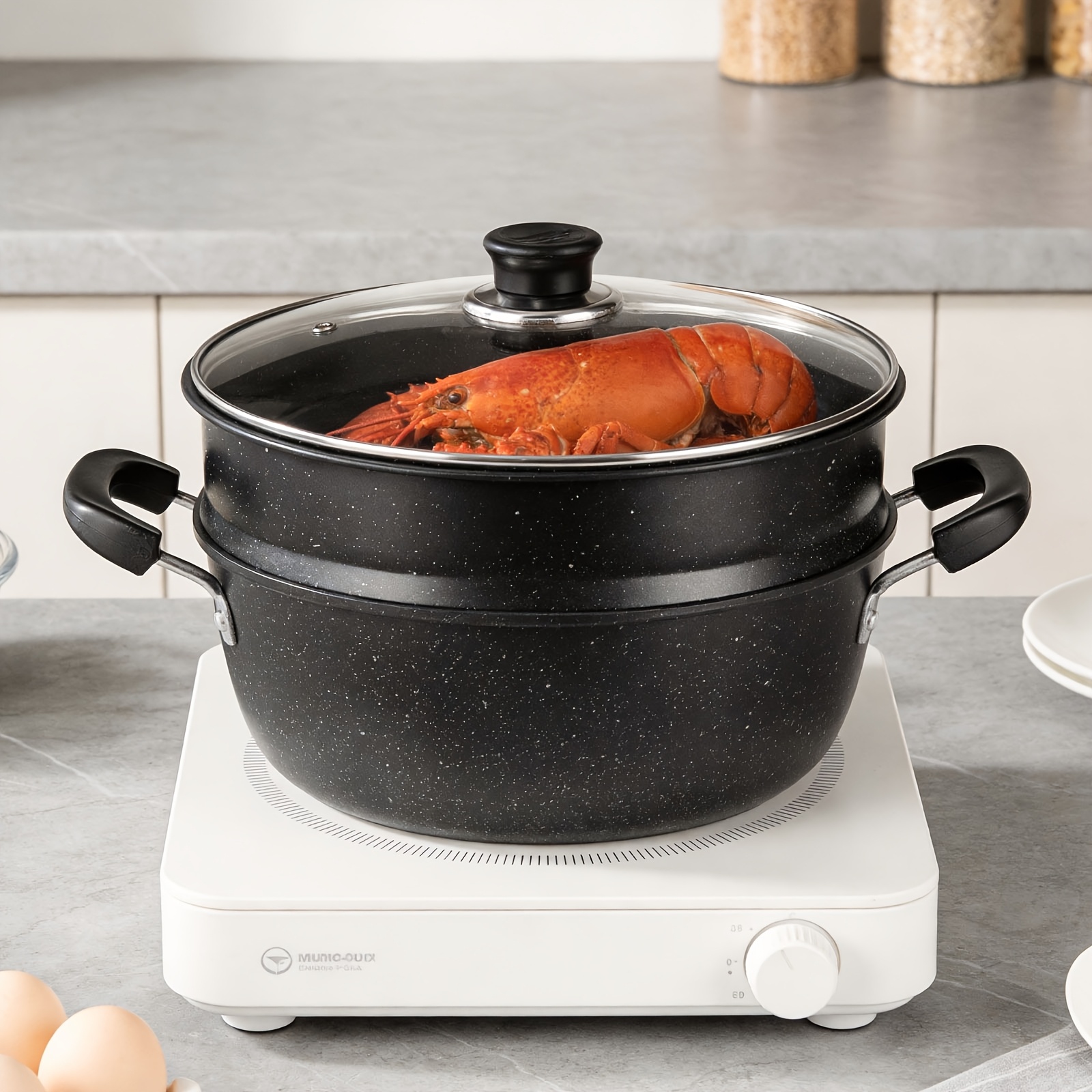 Multi-functional 2-tier Steamer, 5.6qt Large Capacity, Suitable For All Stovetops, Quick And Heating, Ideal For Vegetables, Meat, Fish, And Eggs, Perfect For Meals