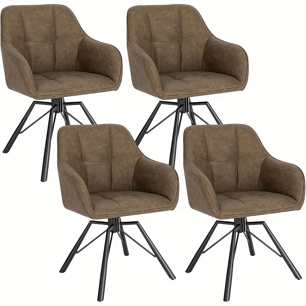 Image of 4pcs Swivel Dining Room Chairs, Set Of 4, Kitchen Chair, Upholstered Chair, Swivel Chair, Comfortable Chair With Armrests, Backrest, Armrest Chair For Dining Room, Living Room, With