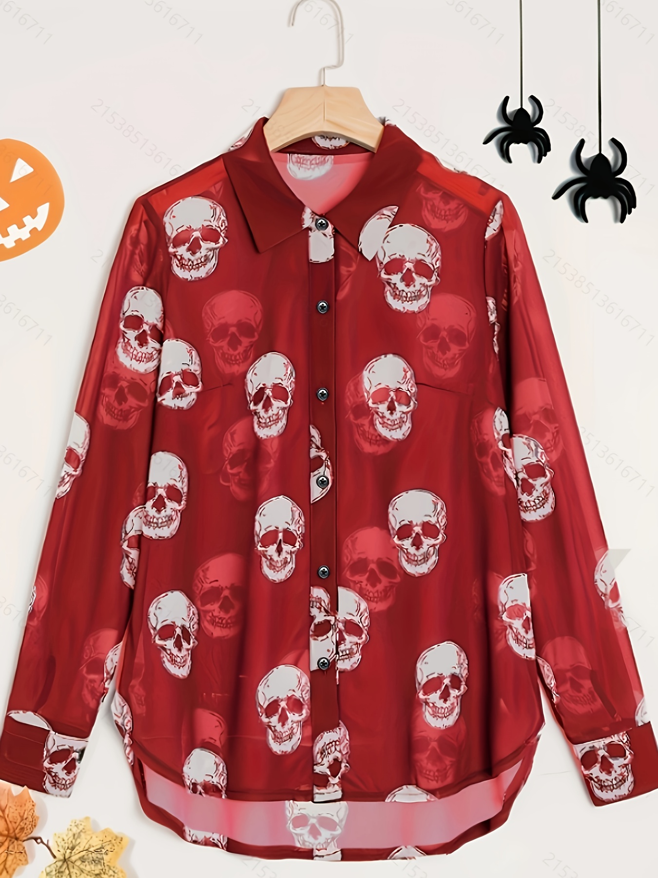 kvinners elegante halloween tema bluse med hodeskalle - Temu Norway, image size:800x1067