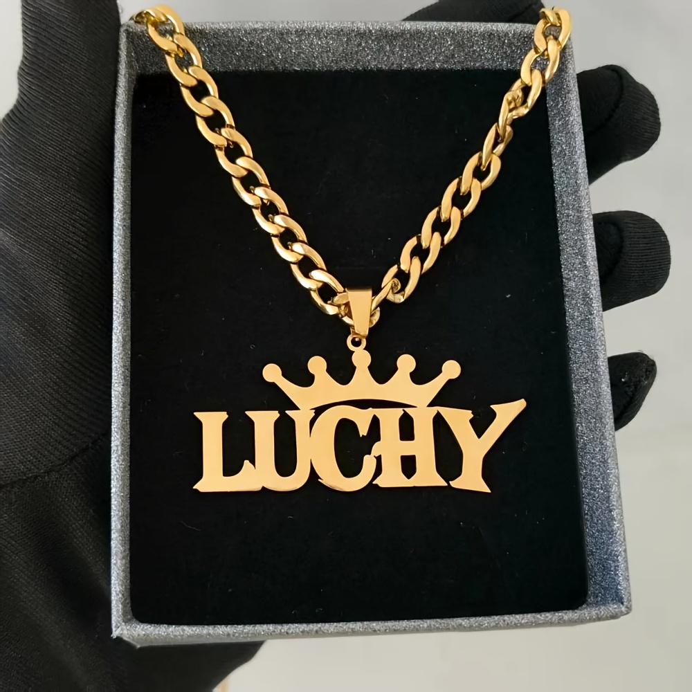 TEMU Collier avec chaîne de perles personnalisée et nom , collier avec chaîne gothique personnalisée et nom en goutte, collier avec pendentif plaque