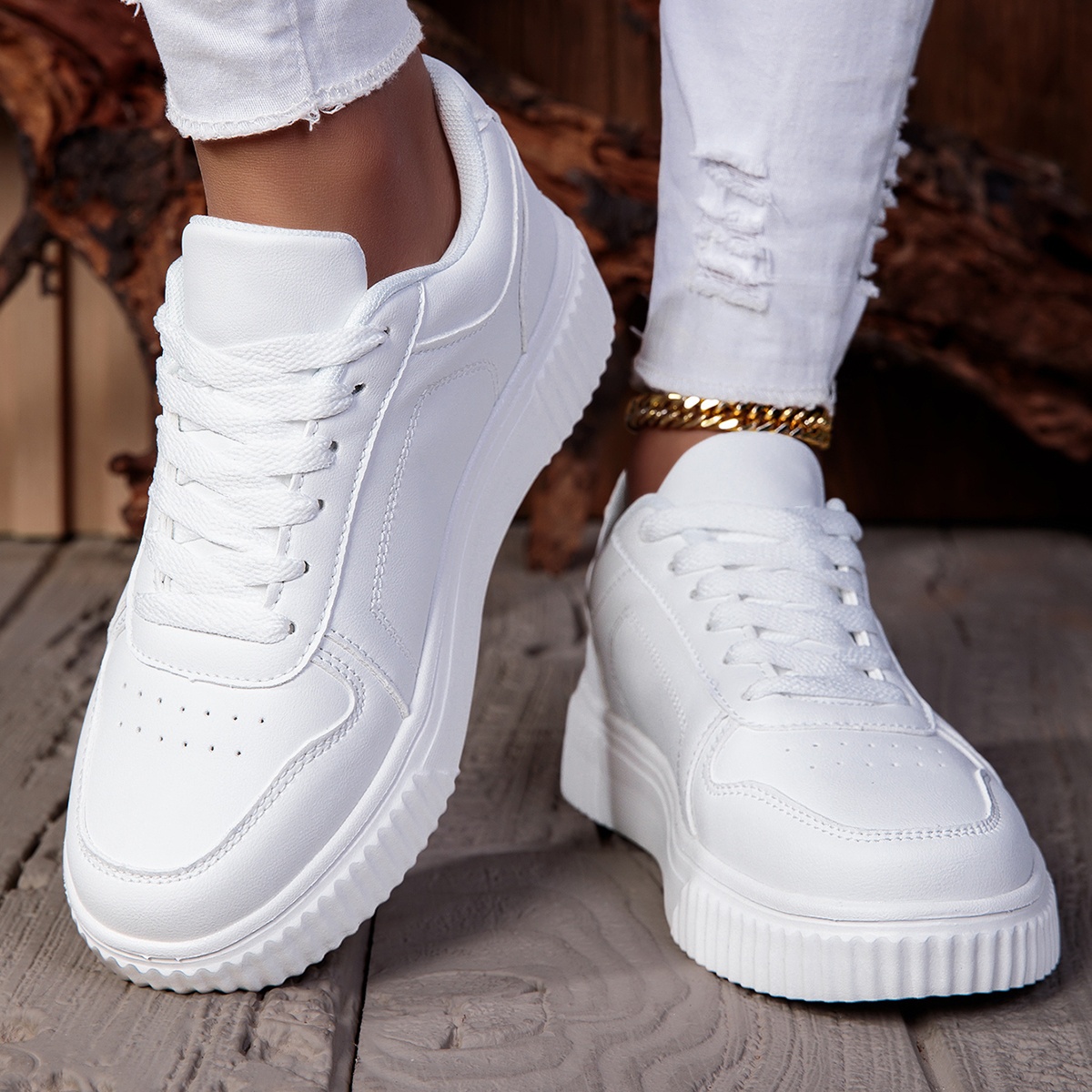 Image of Zerjer Men's Large Pu Sneakers - Lightweight Low-top Lace-up Sneaker With Pu Upper & Md Sole, Round Toe Minimalist Streetwear Suitable For, Gym, Casual Wear, - Comfortable Athletic Footwear