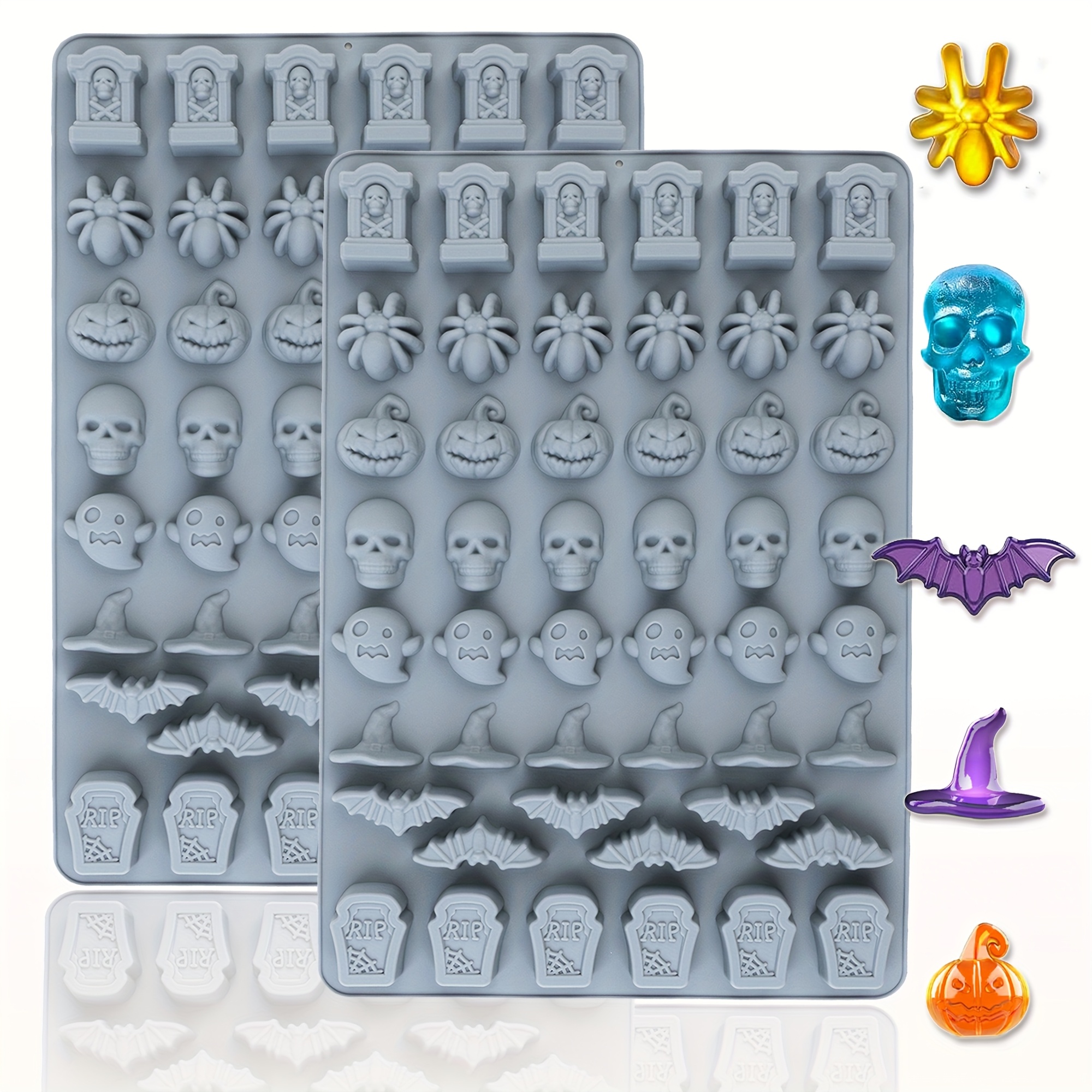 1 molde de silicona para caramelos de halloween, molde   de silicona  , molde antiadherente   de calabaza, sombrero de  , murciélago, calavera,  ,  , ideal para hacer caramelos, chocolates y postres
