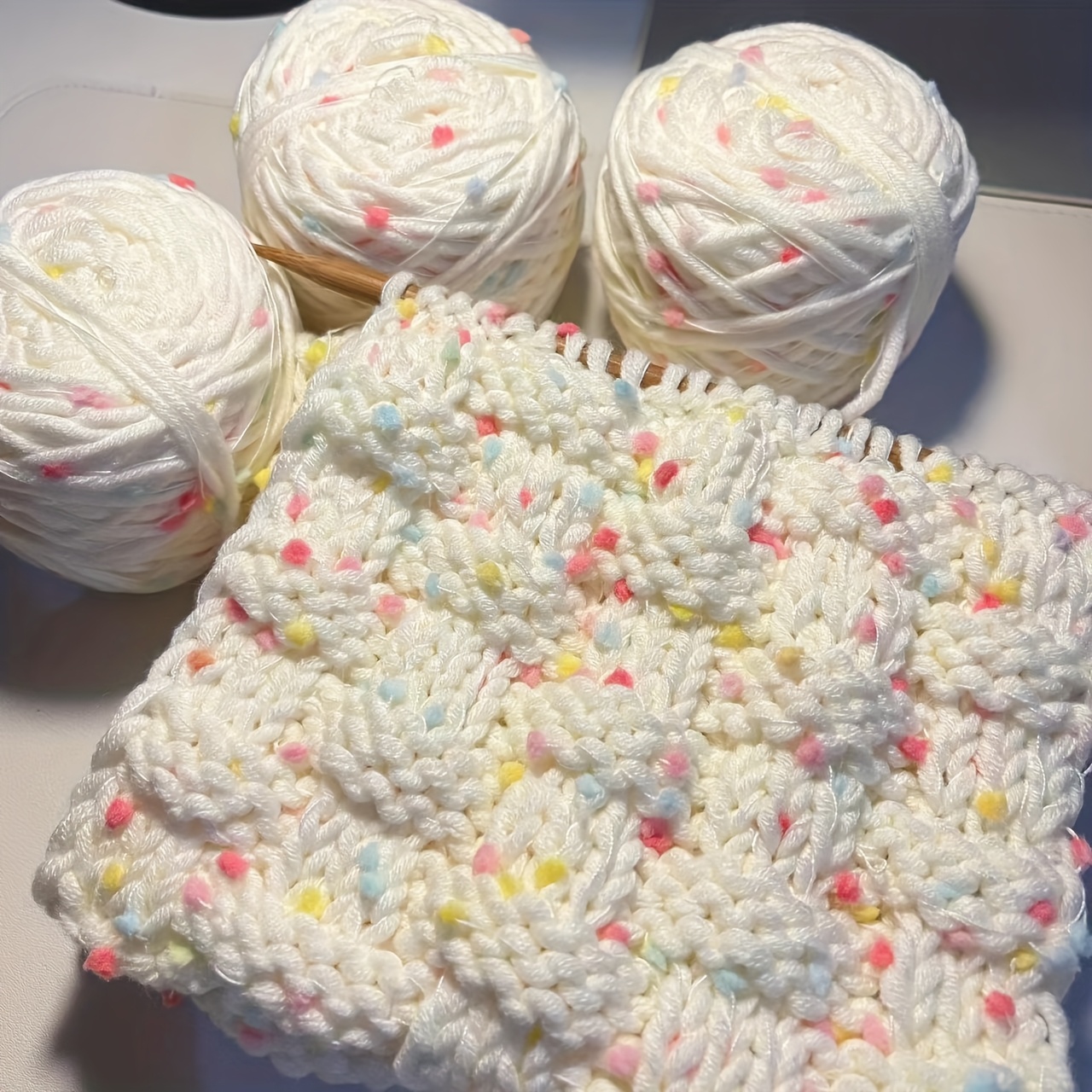 Image of Rainbow Iceland Beanie Thread Scarf|bag|sweater Hand-woven Diy Thread Double Thick Thread Feature Fancy Thread 150g 3 Balls/1 Bag