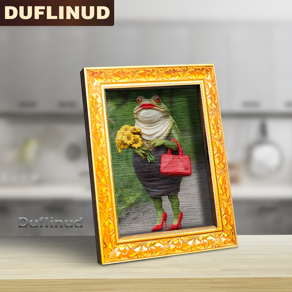 TEMU 1 aimant de réfrigérateur grenouille tendance, mini peinture décorative en bois, pour suspendre des fleurs fraîches, transporter un sac à main